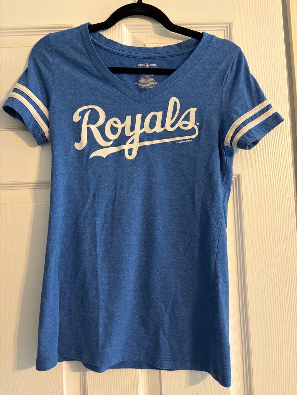 5th & Ocean Girls' Blue Royals V-Neck Tee with White Script